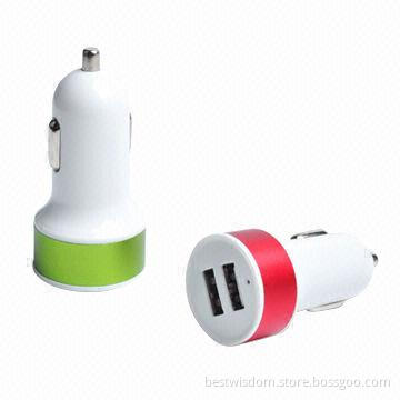 In Car Charger for iPad Mini/iPhone/Samsung Galaxy with Portable Design, 5V/2A, Stable Charging Rate